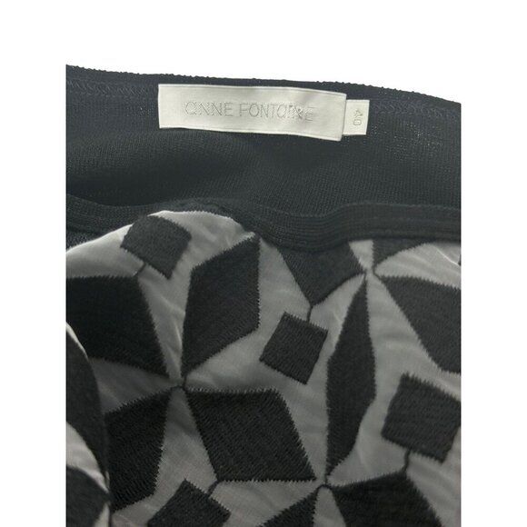 Anne Fontaine Sovanna Sweater Size 40/6-8 Black Thin Knit Sheer Geometric Cotton - Picture 7 of 10